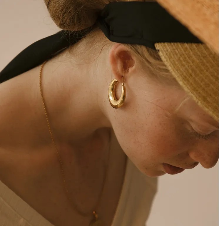 Simple Style Circle Titanium Steel Earrings Gold Plated Stainless Steel Earrings_colorza_8