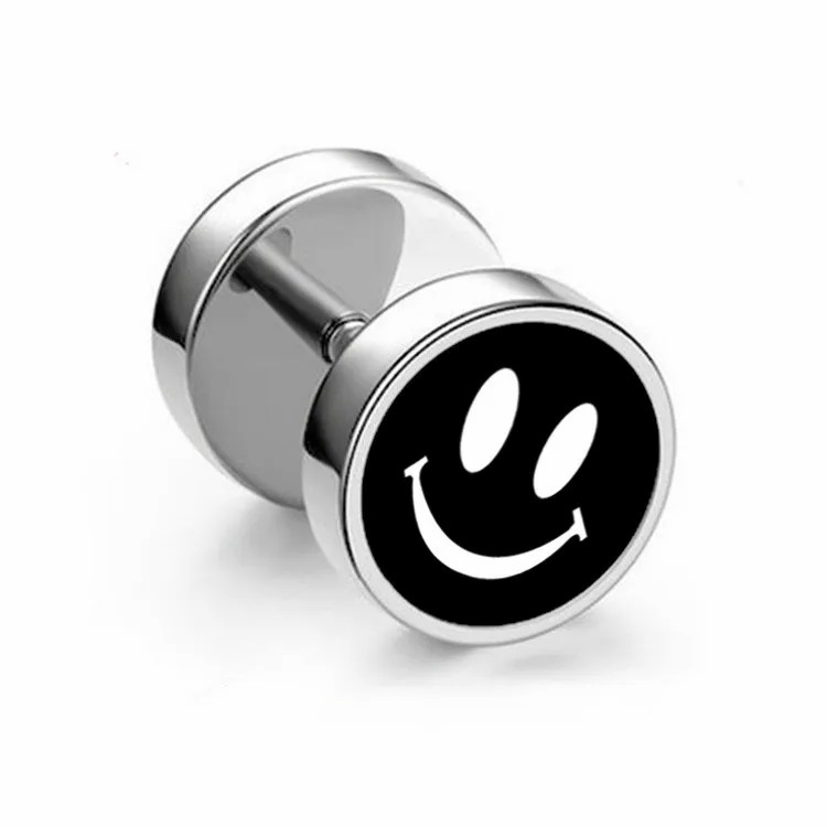 Fashion Smiley Face Titanium Steel Ear Studs Enamel Stainless Steel Earrings 1 Pair_colorza_3