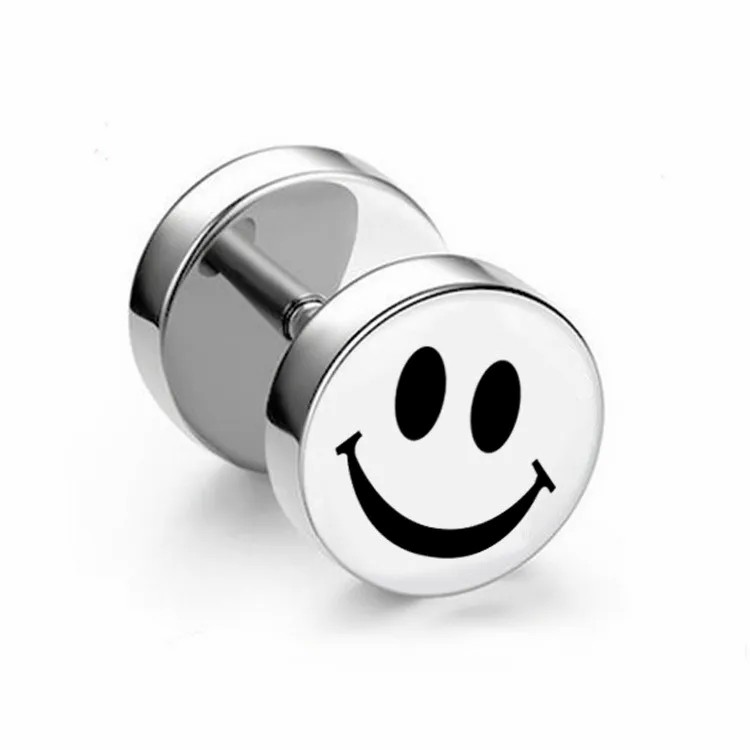 Fashion Smiley Face Titanium Steel Ear Studs Enamel Stainless Steel Earrings 1 Pair_colorza_4