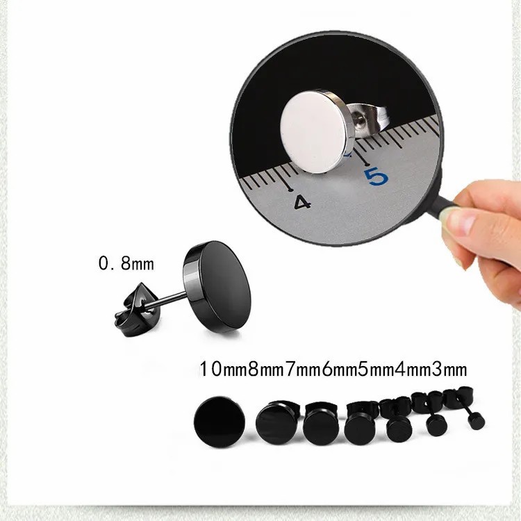 Simple Style Round Titanium Steel Ear Studs Metal Stainless Steel Earrings 1 Piece_colorza_5