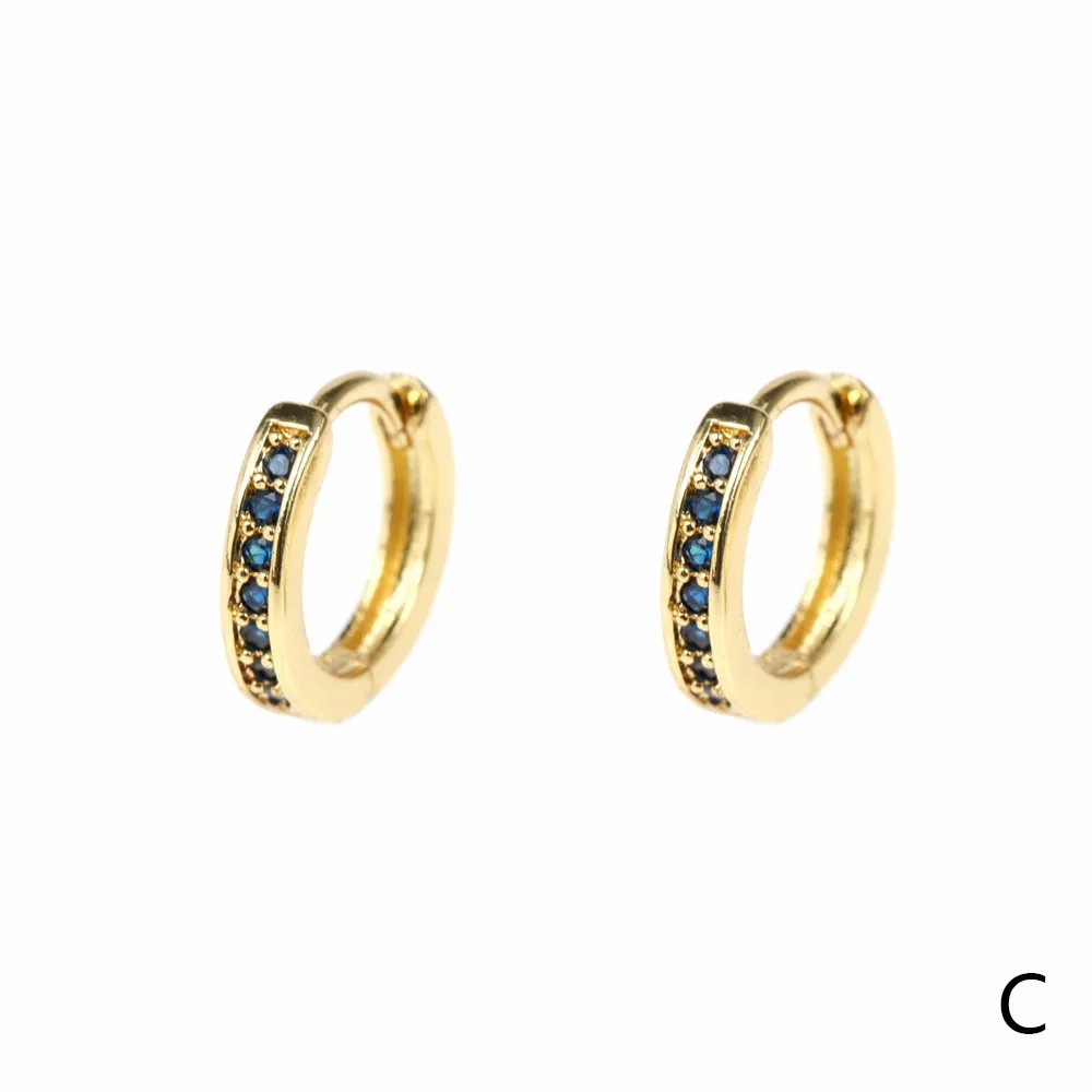 Fashion Round Hoop Earrings Gold Plated Zircon Stainless Steel Earrings_colorza_2