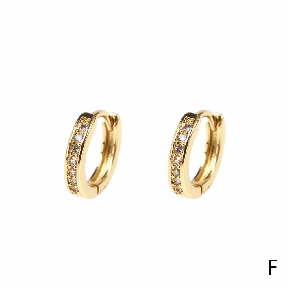 Fashion Round Hoop Earrings Gold Plated Zircon Stainless Steel Earrings_colorza_4
