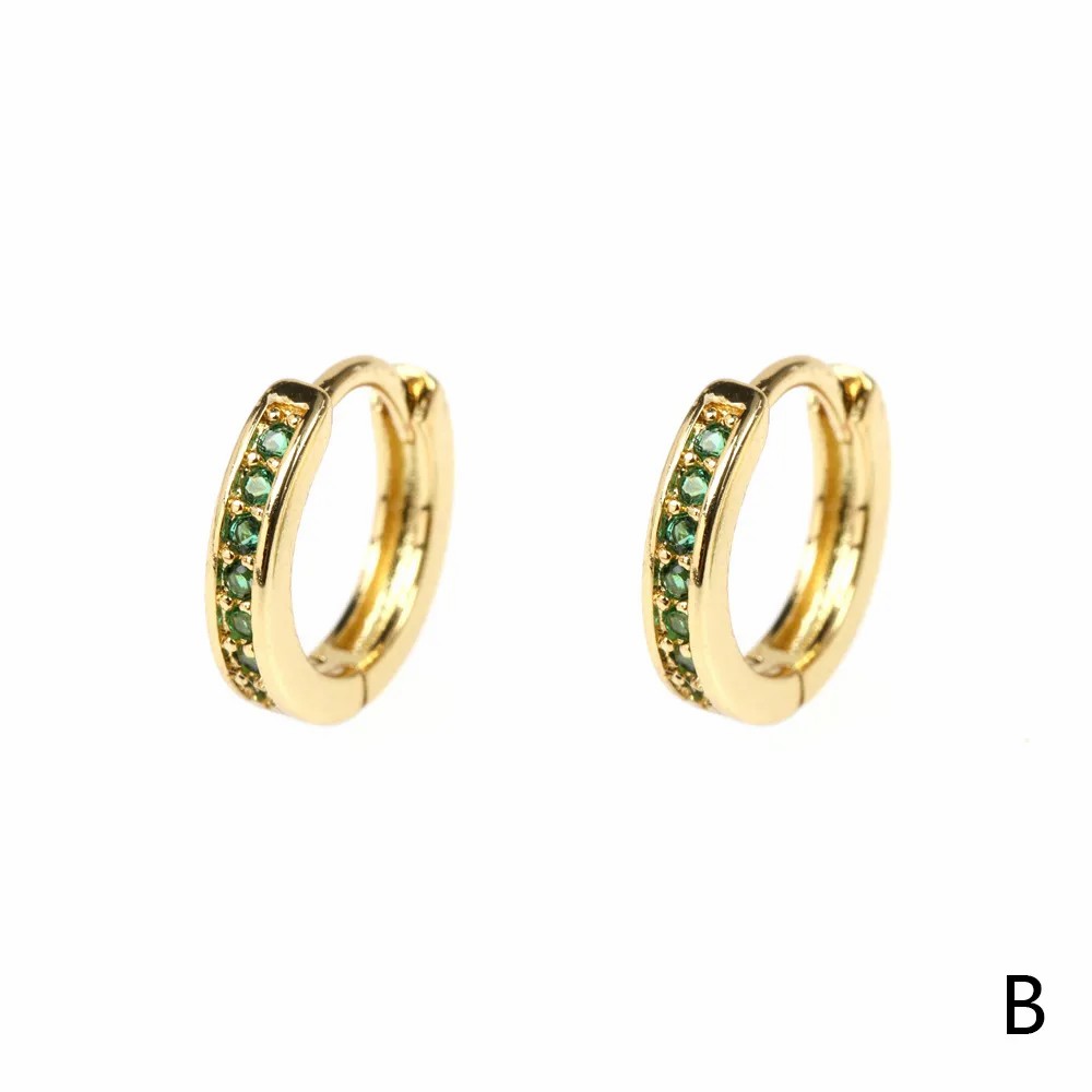 Fashion Round Hoop Earrings Gold Plated Zircon Stainless Steel Earrings_colorza_5
