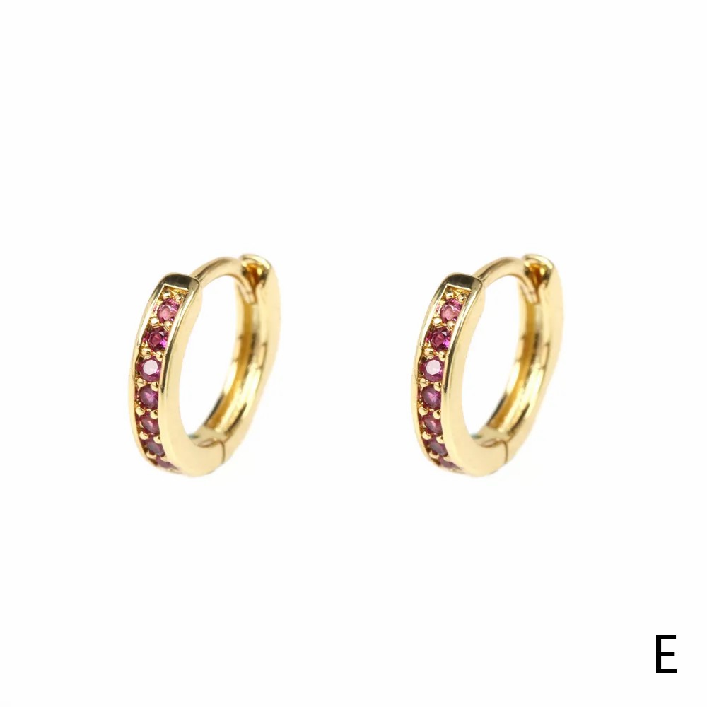 Fashion Round Hoop Earrings Gold Plated Zircon Stainless Steel Earrings_colorza_6