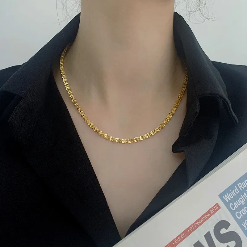 Simple Style Korean Style Solid Color Titanium Steel Plating 18K Gold Plated Necklace_colorza_1
