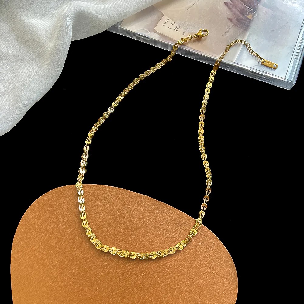 Simple Style Korean Style Solid Color Titanium Steel Plating 18K Gold Plated Necklace_colorza_2