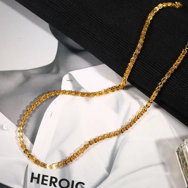 Simple Style Korean Style Solid Color Titanium Steel Plating 18K Gold Plated Necklace_colorza_3