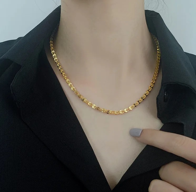 Simple Style Korean Style Solid Color Titanium Steel Plating 18K Gold Plated Necklace_colorza_4