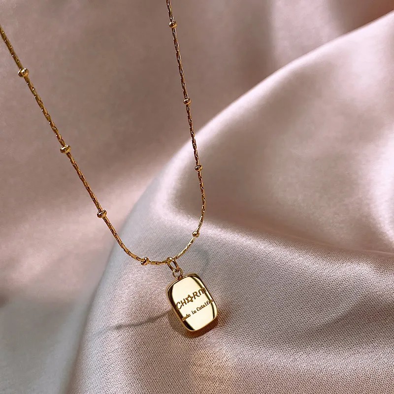 Simple Style Letter Titanium Steel Plating 18K Gold Plated Pendant Necklace_colorza_2