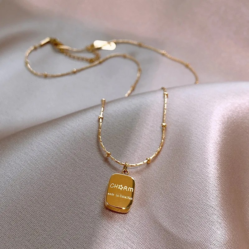 Simple Style Letter Titanium Steel Plating 18K Gold Plated Pendant Necklace_colorza_3