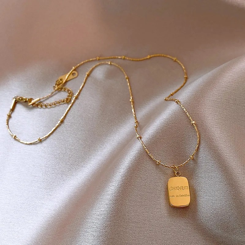 Simple Style Letter Titanium Steel Plating 18K Gold Plated Pendant Necklace_colorza_4