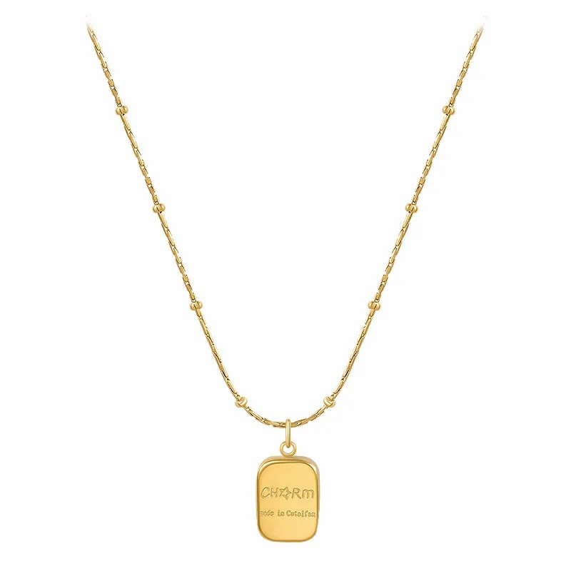 Simple Style Letter Titanium Steel Plating 18K Gold Plated Pendant Necklace_colorza_5