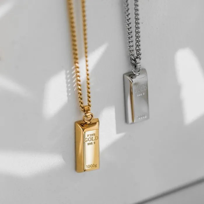 Simple Style Letter Rectangle Titanium Steel Plating 18K Gold Plated Pendant Necklace_colorza_1