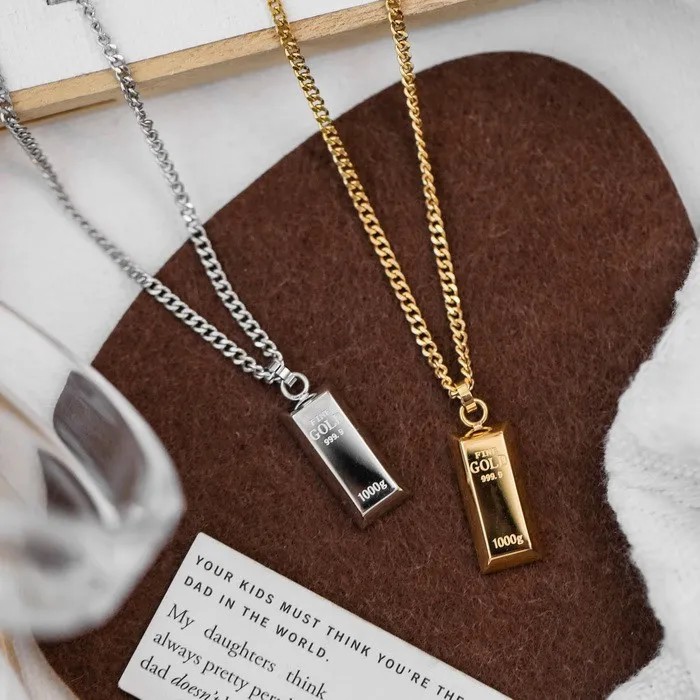 Simple Style Letter Rectangle Titanium Steel Plating 18K Gold Plated Pendant Necklace_colorza_4