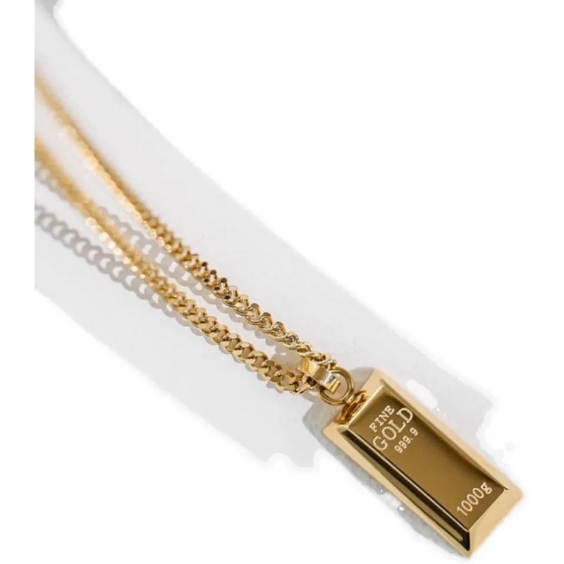 Simple Style Letter Rectangle Titanium Steel Plating 18K Gold Plated Pendant Necklace_colorza_5