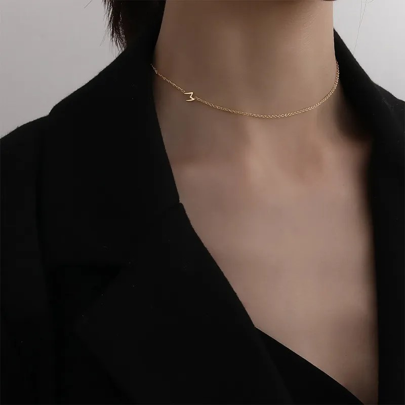 Casual Simple Style Letter Titanium Steel Plating 18K Gold Plated Necklace_colorza_2