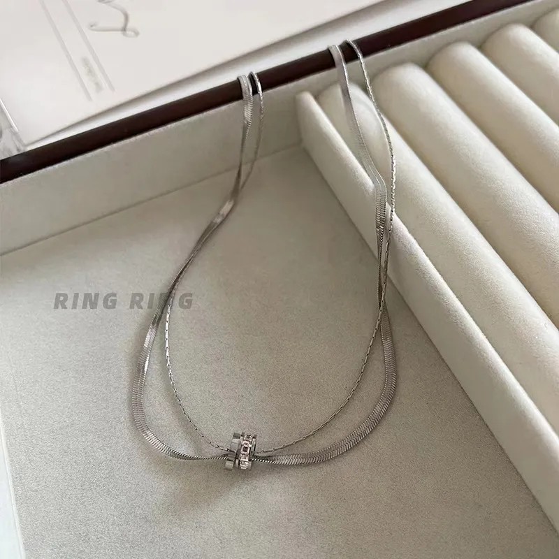 Simple Style Classic Style Round Titanium Steel Plating Inlay Zircon 18K Gold Plated Layered Necklaces_colorza_4