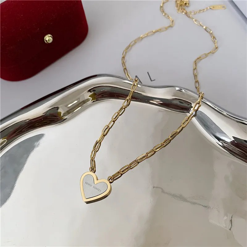 Simple Style Heart Shape Titanium Steel Plating 18K Gold Plated Pendant Necklace_colorza_1