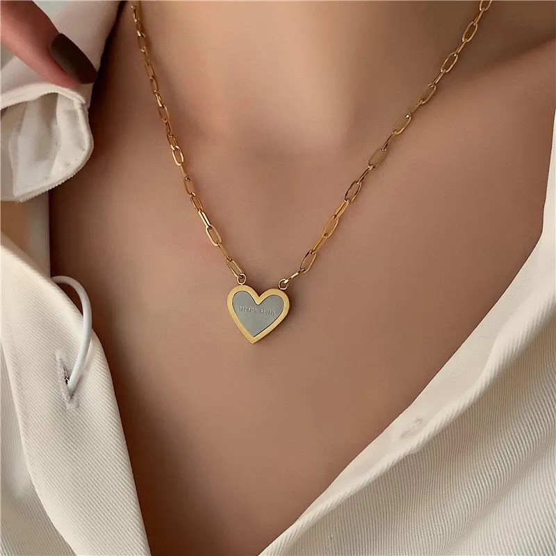 Simple Style Heart Shape Titanium Steel Plating 18K Gold Plated Pendant Necklace_colorza_2