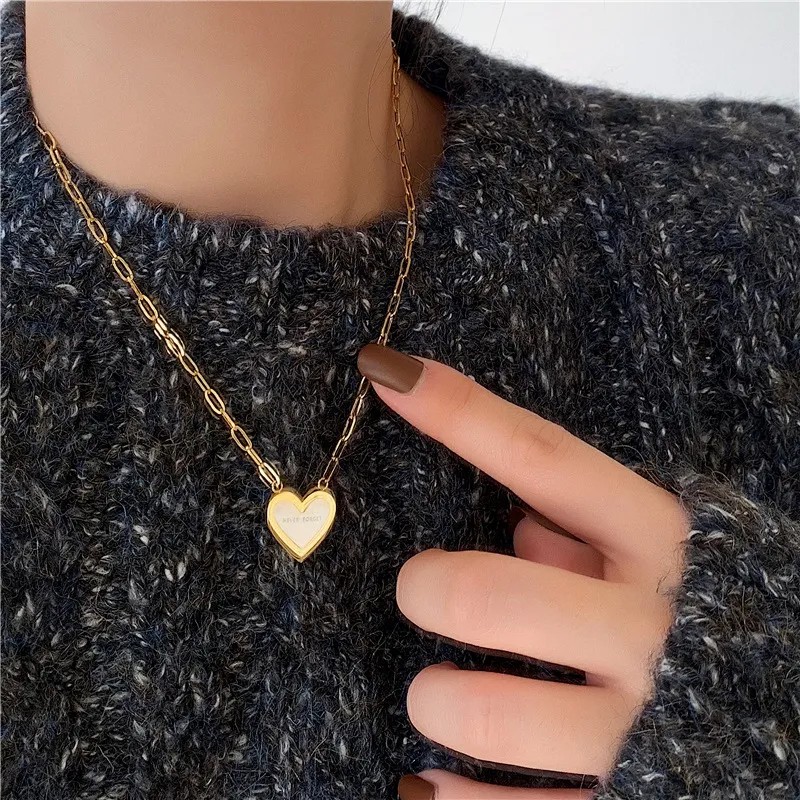 Simple Style Heart Shape Titanium Steel Plating 18K Gold Plated Pendant Necklace_colorza_5