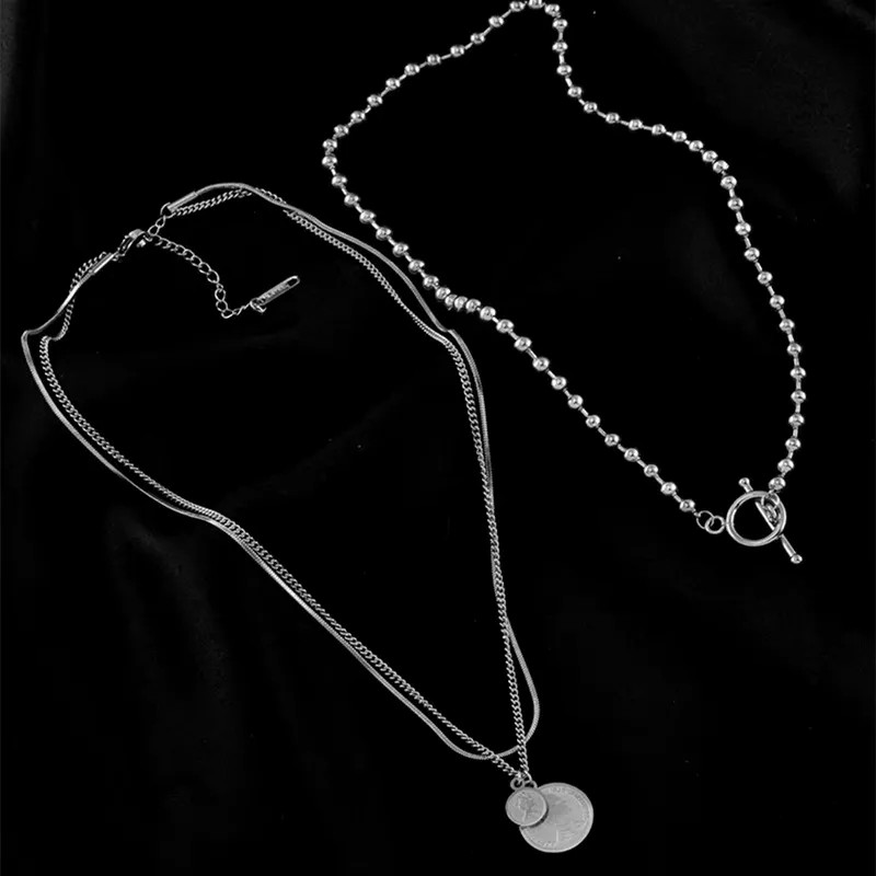 Vintage Style Portrait Titanium Steel Toggle Plating 18K Gold Plated Layered Necklaces_colorza_2