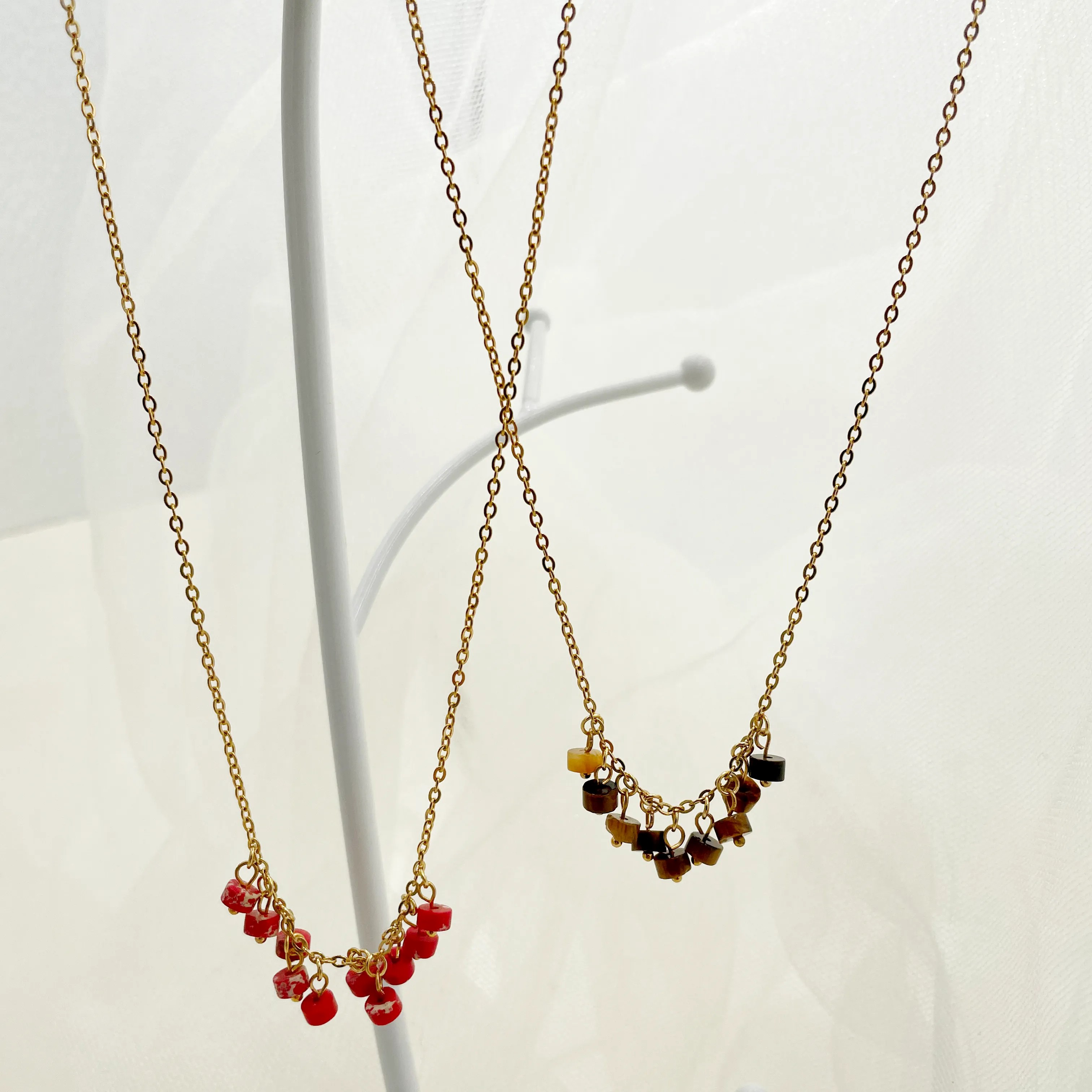 Casual Simple Style Commute Cylinder Stainless Steel Natural Stone Polishing Plating Gold Plated Necklace_colorza_1