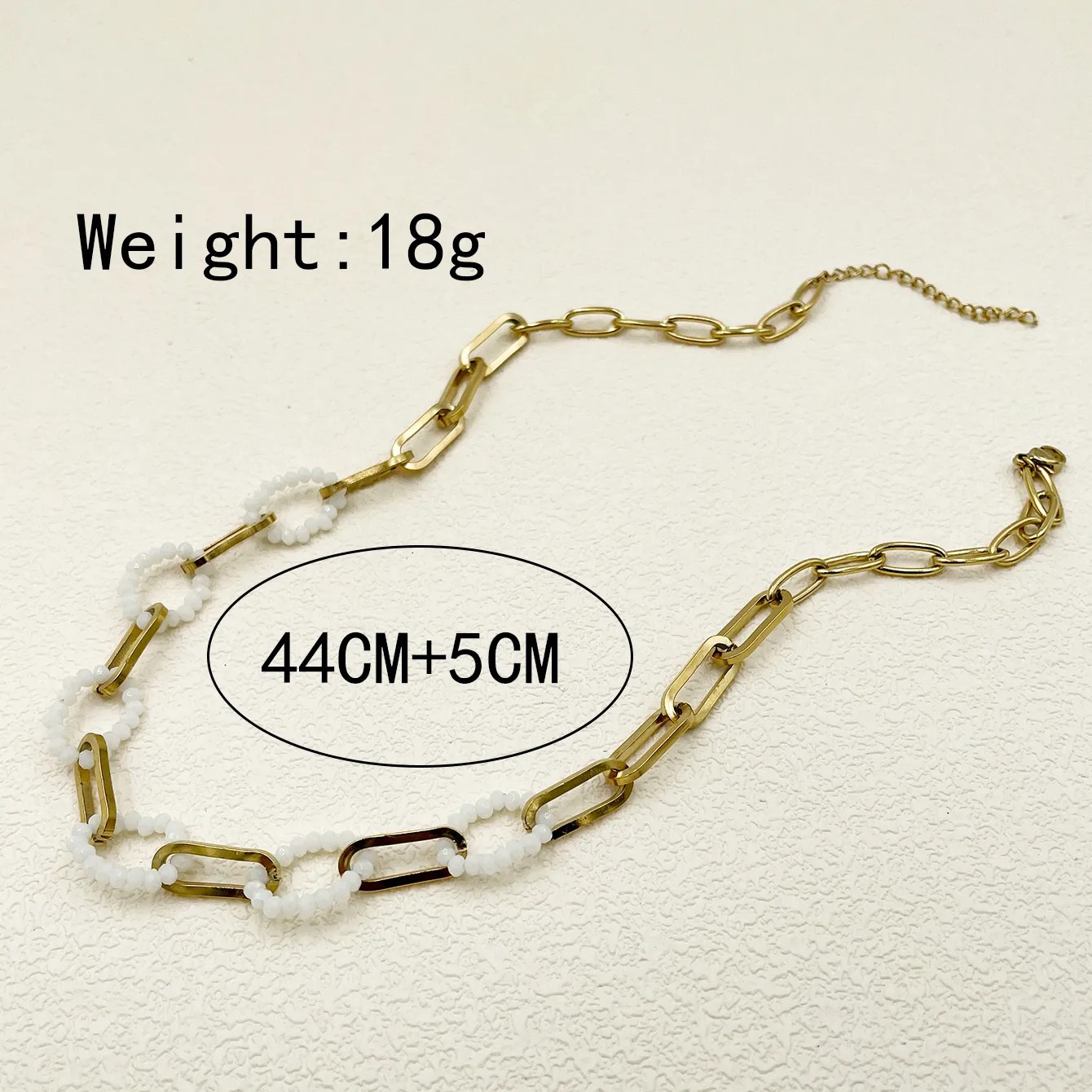 Simple Style Commute Oval Stainless Steel Crystal Polishing Plating Gold Plated Necklace_colorza_3