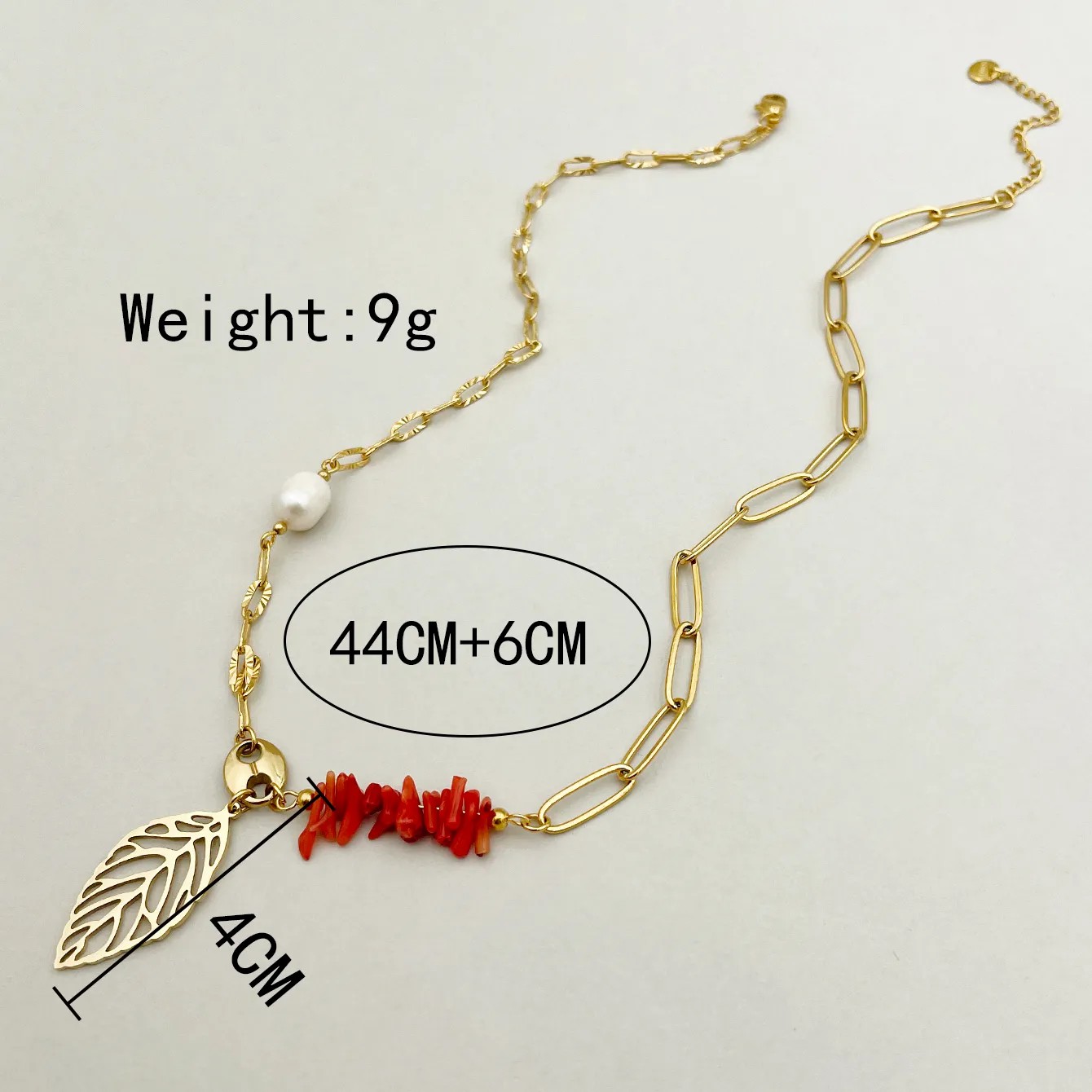 Casual Vacation Beach Leaves Stainless Steel Artificial Pearl Natural Stone Polishing Plating Hollow Out Gold Plated Pendant Necklace_colorza_3