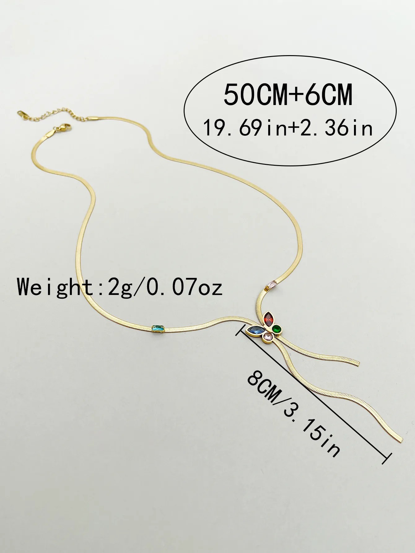Elegant Classical Shiny Animal Butterfly Stainless Steel Plating Three-Dimensional Inlay Zircon 18K Gold Plated Long Necklace_colorza_2