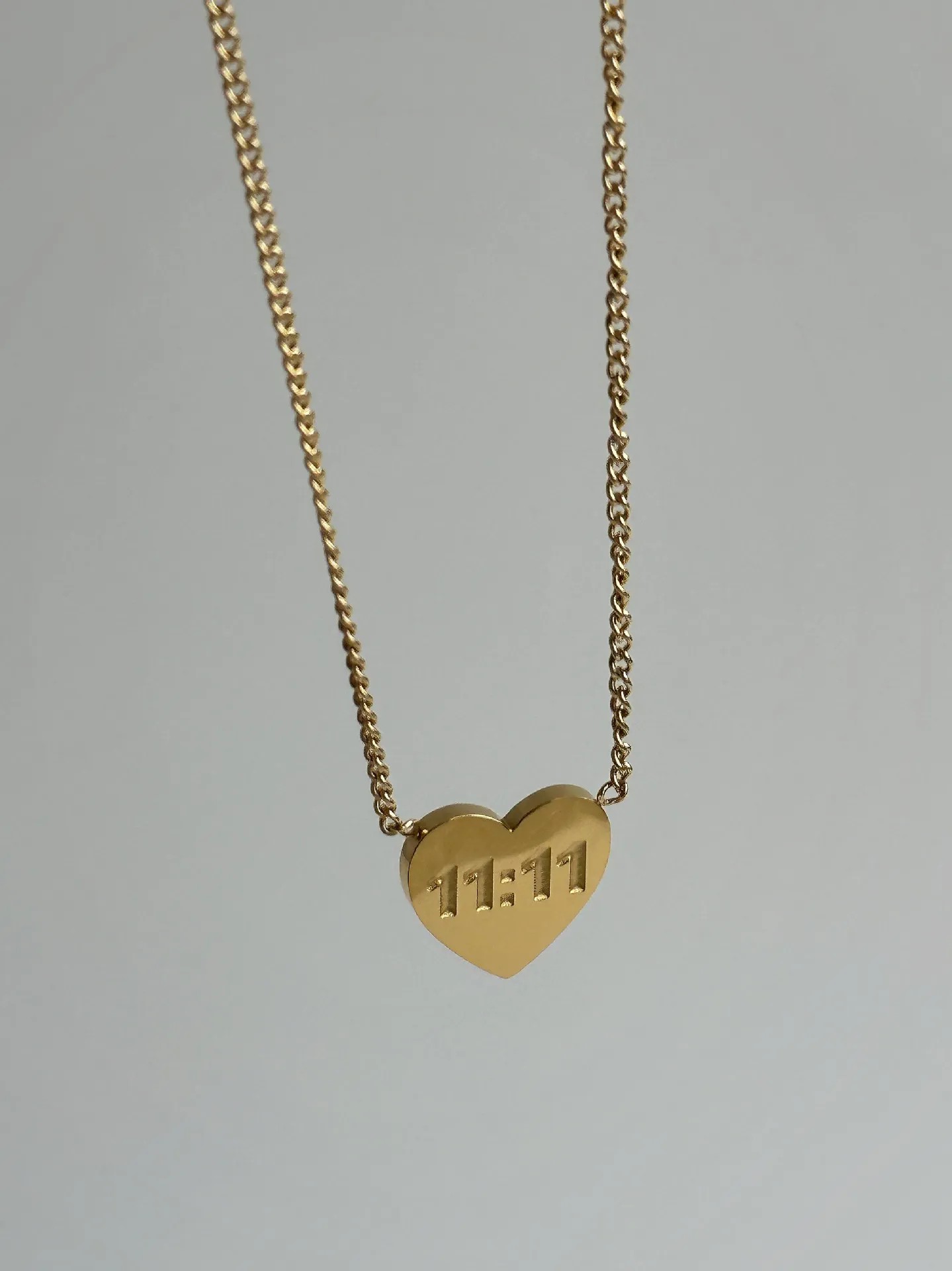 Vintage Style Commute Number Heart Shape Stainless Steel Plating 18K Gold Plated Pendant Necklace_colorza_1