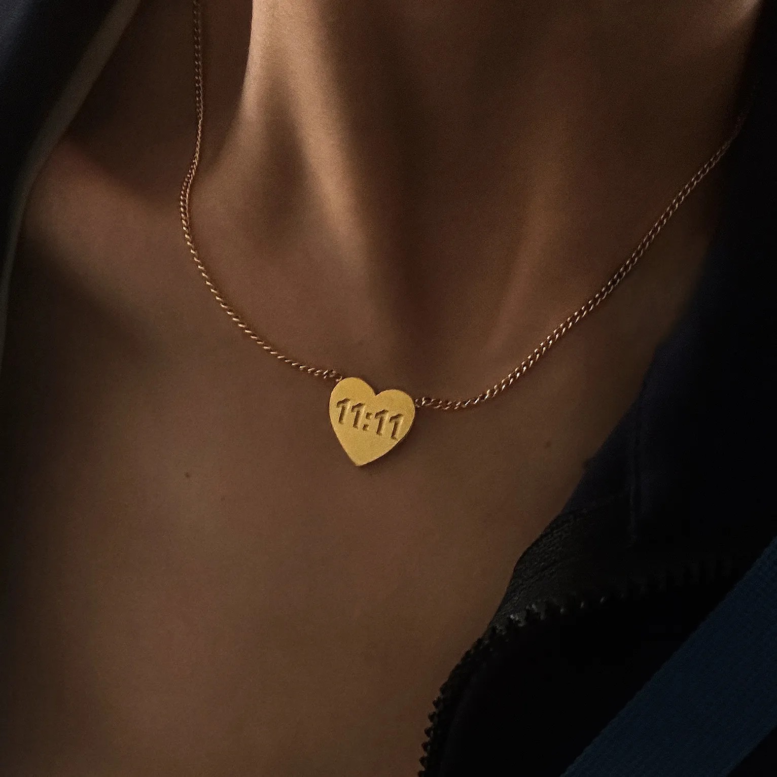 Vintage Style Commute Number Heart Shape Stainless Steel Plating 18K Gold Plated Pendant Necklace_colorza_4