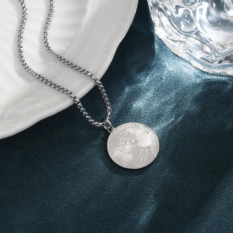 Casual Simple Style Portrait Letter Stainless Steel Enamel Plating White Gold Plated Platinum Plated Pendant Necklace_colorza_1