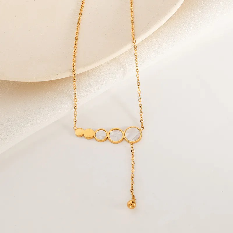 Glam Simple Style Round Tassel Titanium Steel Plating 18K Gold Plated Pendant Necklace_colorza_2