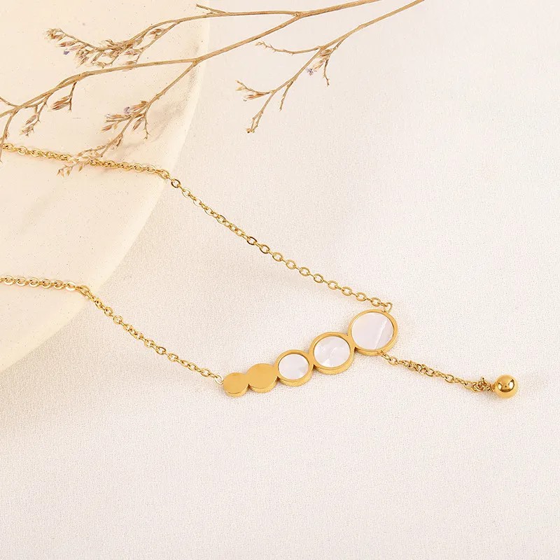 Glam Simple Style Round Tassel Titanium Steel Plating 18K Gold Plated Pendant Necklace_colorza_5