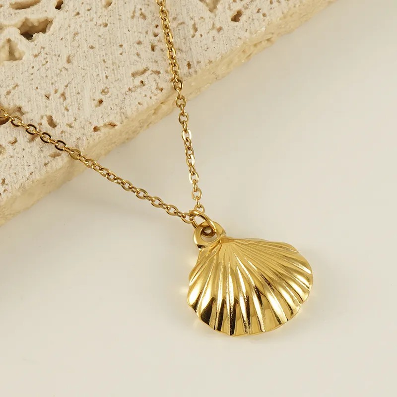 Vacation Modern Style Fruit Rose Shell Stainless Steel Plating 18K Gold Plated Pendant Necklace Long Necklace_colorza_3