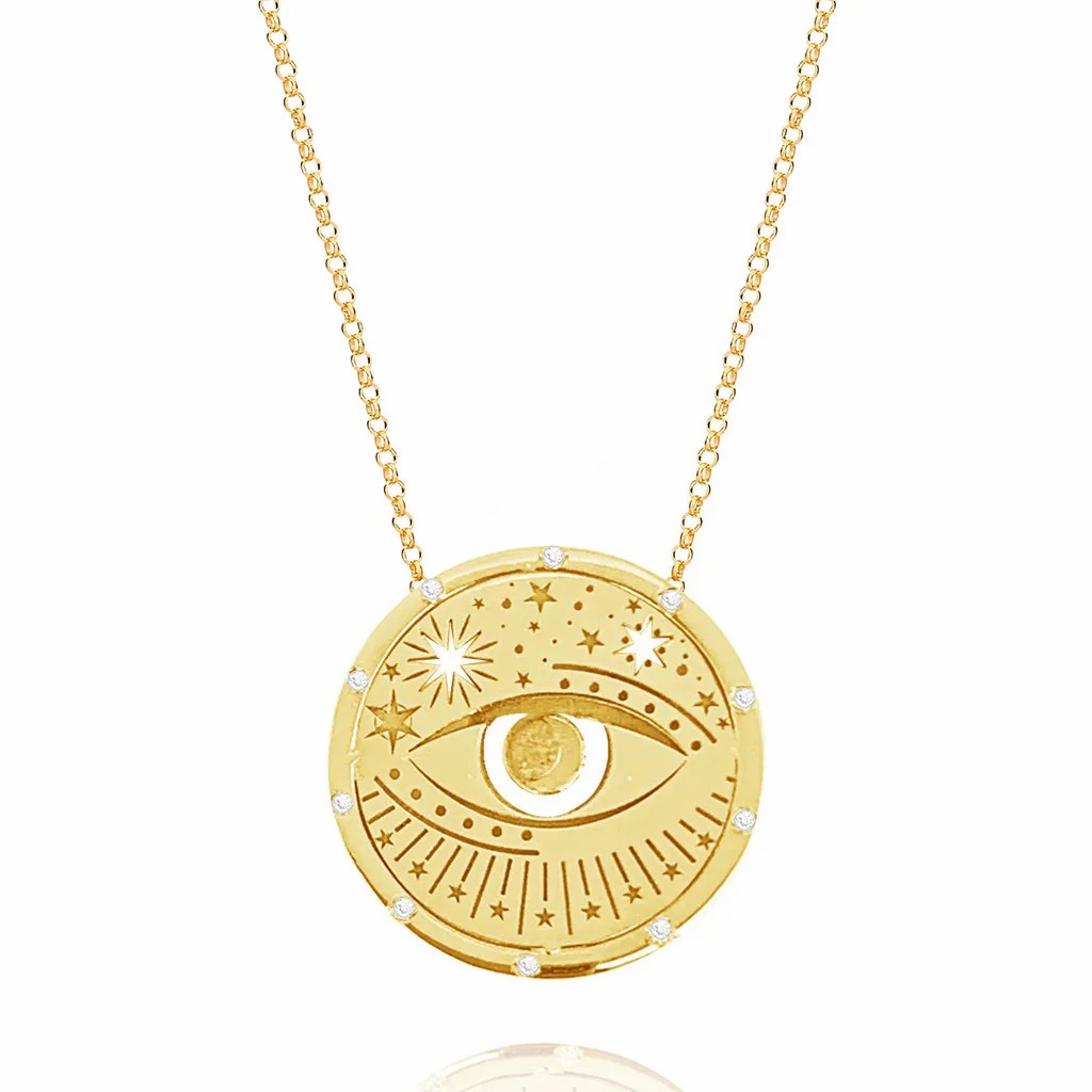 Retro Simple Style Sun Moon Stainless Steel Plating Hollow Out Gold Plated Pendant Necklace_colorza_1