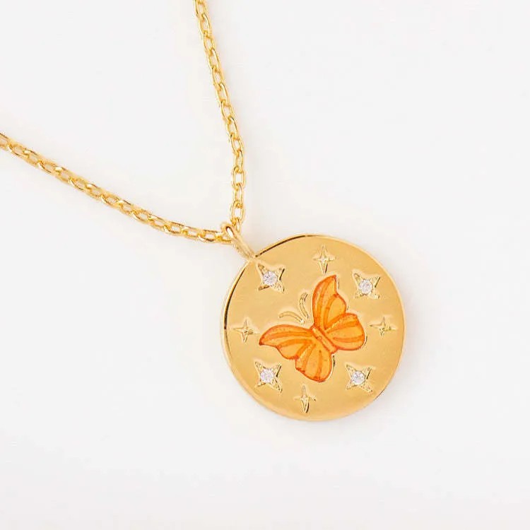 Retro Classic Style Star Butterfly Stainless Steel Plating Inlay Zircon 18K Gold Plated Pendant Necklace Long Necklace_colorza_2