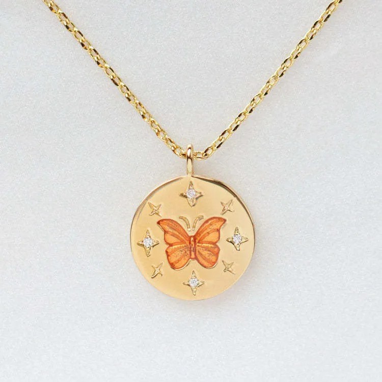 Retro Classic Style Star Butterfly Stainless Steel Plating Inlay Zircon 18K Gold Plated Pendant Necklace Long Necklace_colorza_3