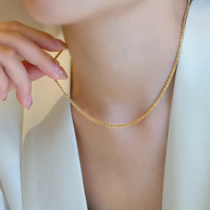 IG Style Simple Style Solid Color Titanium Steel Plating 18K Gold Plated Necklace_colorza_2