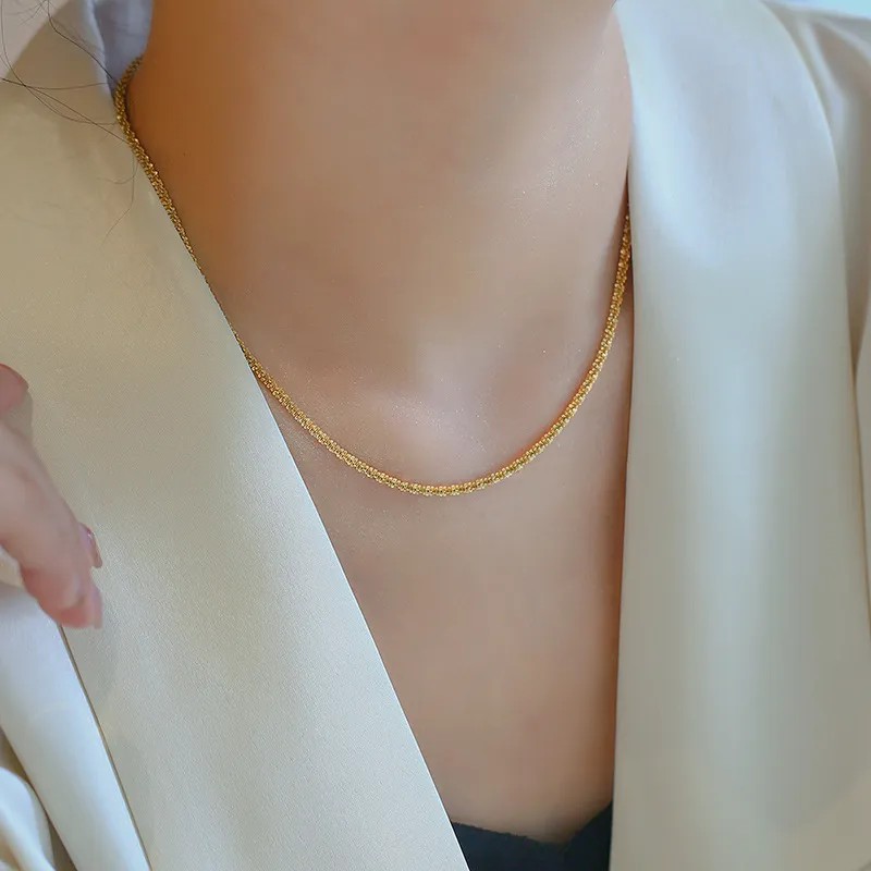 IG Style Simple Style Solid Color Titanium Steel Plating 18K Gold Plated Necklace_colorza_3