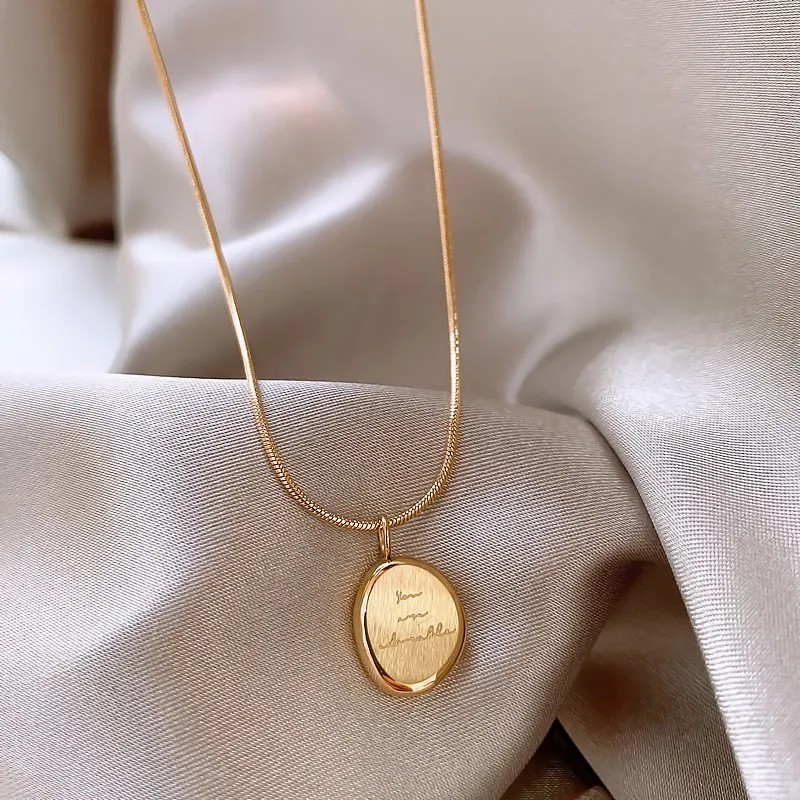 IG Style Simple Style Letter Solid Color Titanium Steel Plating 18K Gold Plated Pendant Necklace_colorza_2