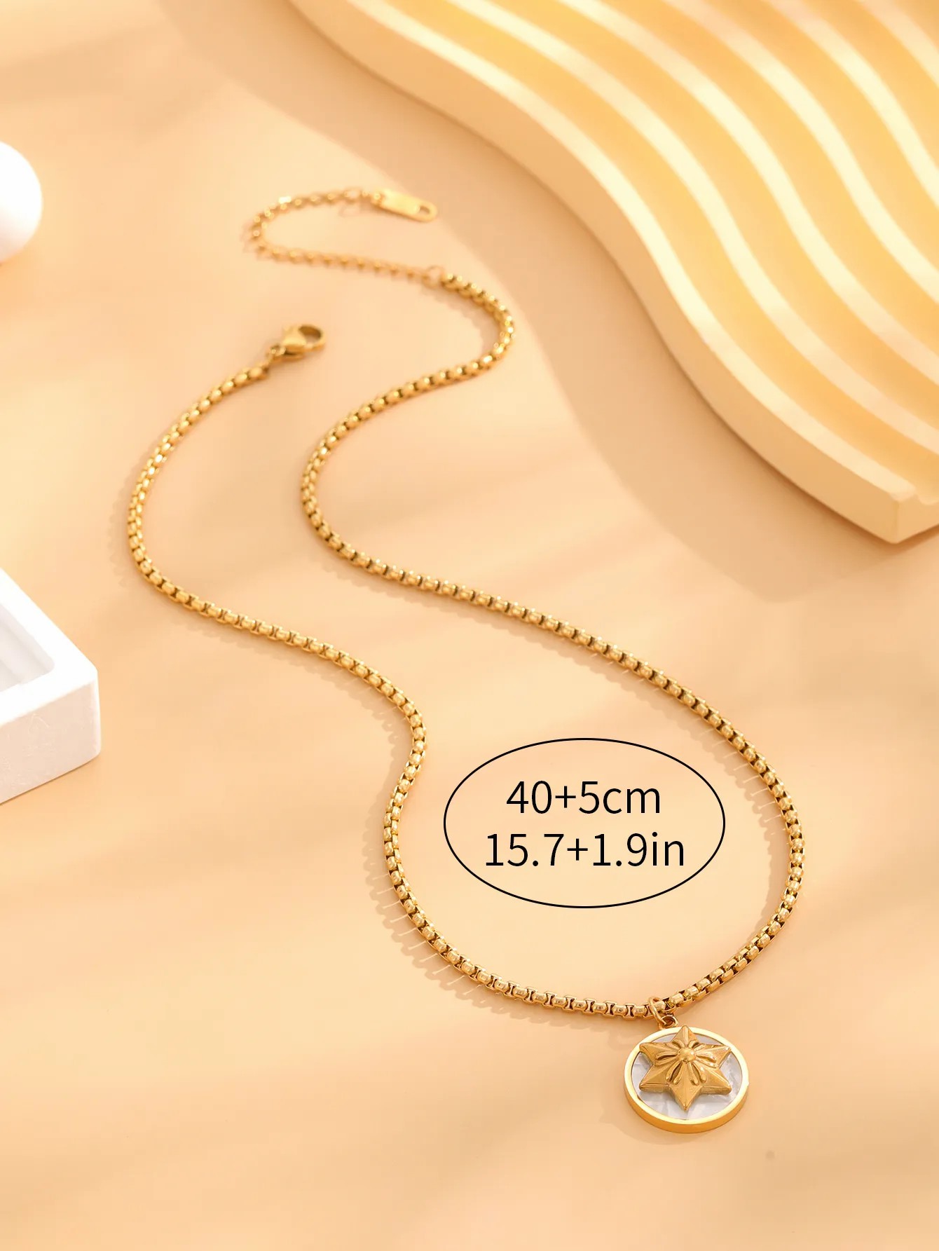 Retro Classic Style Star Heart Shape Flower Titanium Steel Enamel Plating Gold Plated Necklace_colorza_3