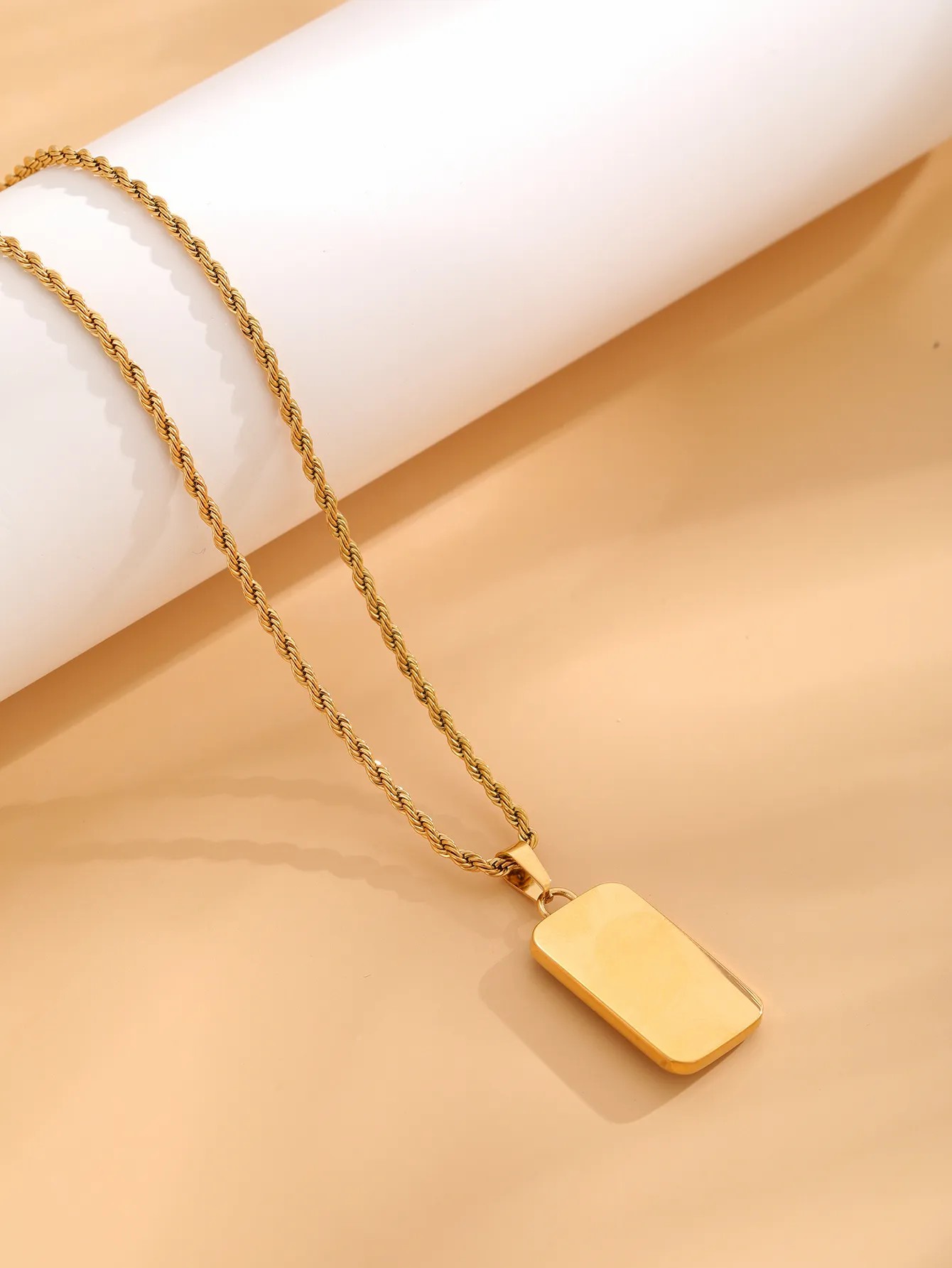 Retro Moon Eye Titanium Steel Plating Inlay Rhinestones Gold Plated Pendant Necklace_colorza_3