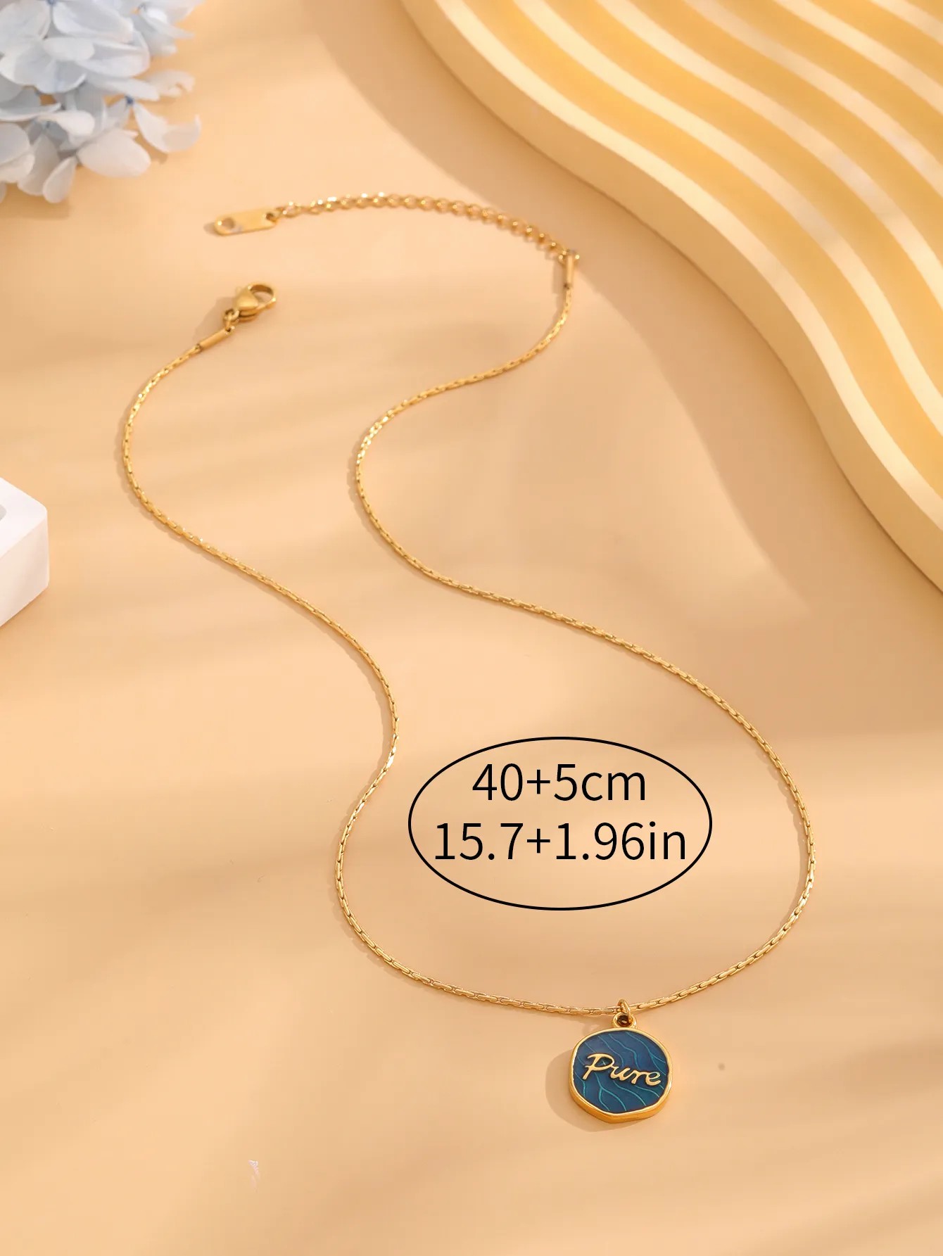 Retro Classic Style Sunflower Letter Titanium Steel Enamel Plating Gold Plated Necklace_colorza_3
