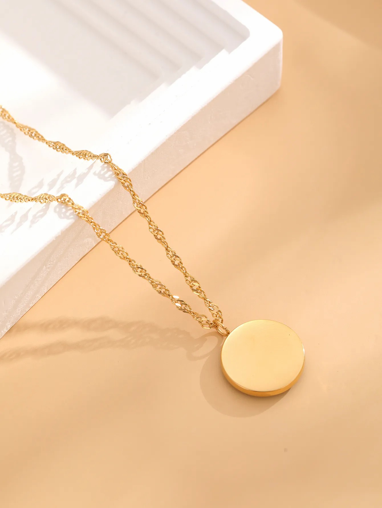 Retro Color Block Eye Titanium Steel Enamel Plating Gold Plated Pendant Necklace_colorza_4