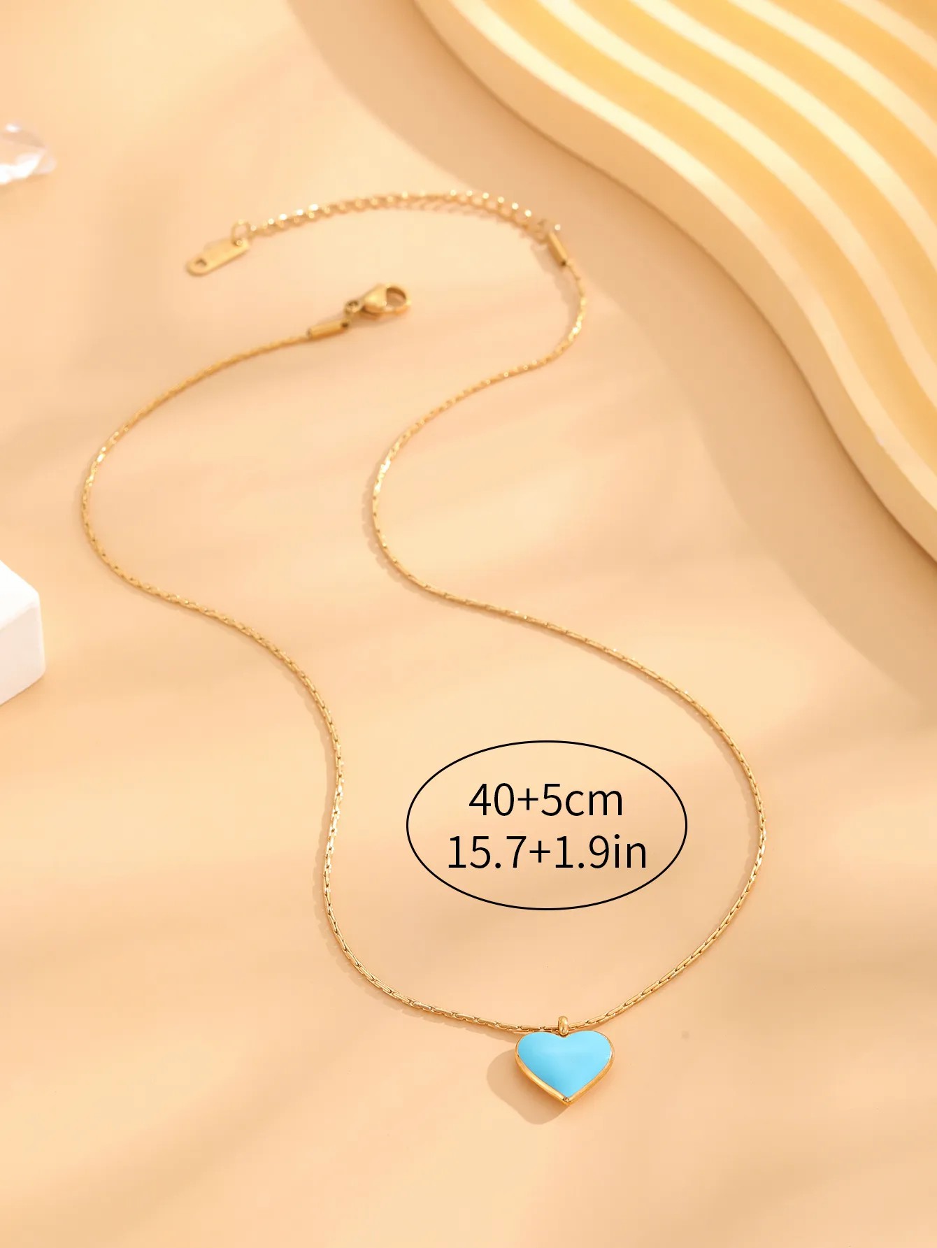 Retro Sweet Classic Style Heart Shape Titanium Steel Enamel Plating Gold Plated Pendant Necklace_colorza_1