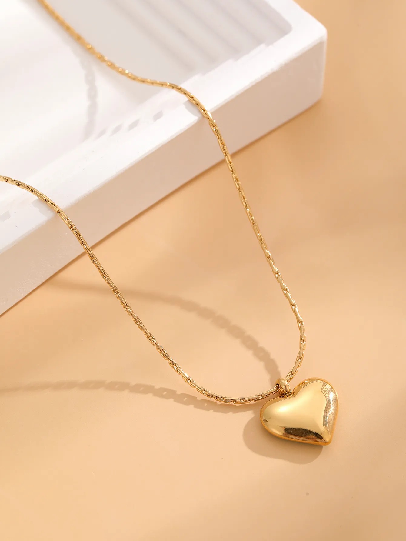 Retro Sweet Classic Style Heart Shape Titanium Steel Enamel Plating Gold Plated Pendant Necklace_colorza_2