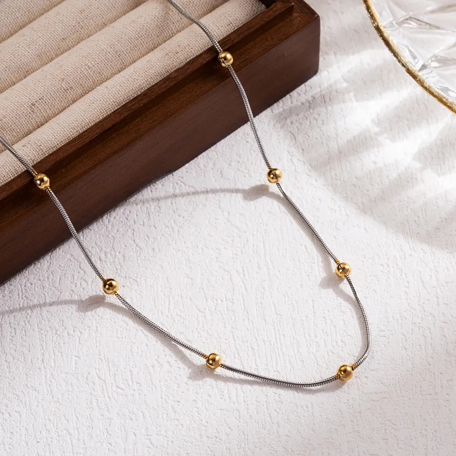 IG Style Casual Simple Style Solid Color Stainless Steel 18K Gold Plated Necklace_colorza_1