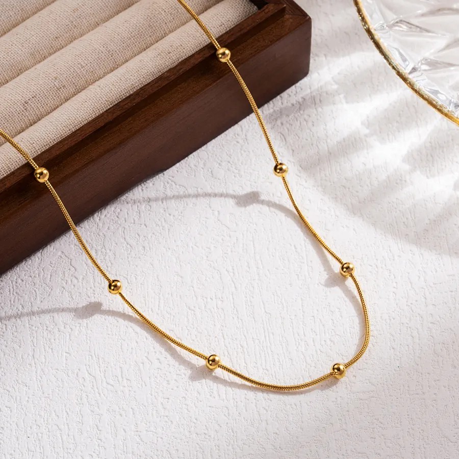 IG Style Casual Simple Style Solid Color Stainless Steel 18K Gold Plated Necklace_colorza_3