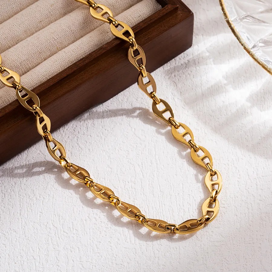 IG Style Casual Simple Style Solid Color Stainless Steel 18K Gold Plated Necklace_colorza_5